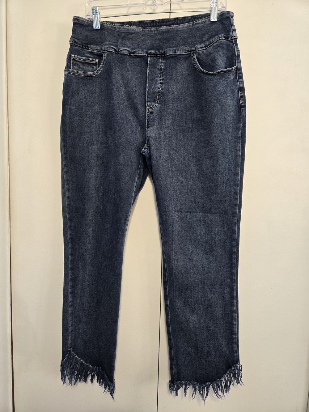 Ethyl Clothing Size‎ 16 Pull On Fringe Hem Stretch Jeans Dark Wash